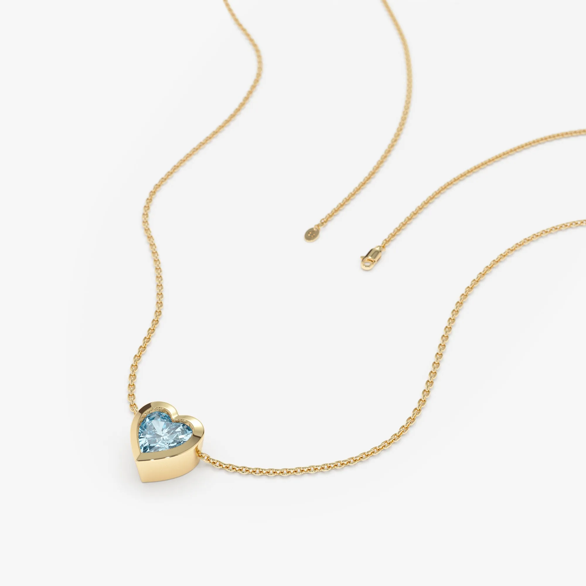 Aquamarine Heart Necklace, Ashly SARAHELISE