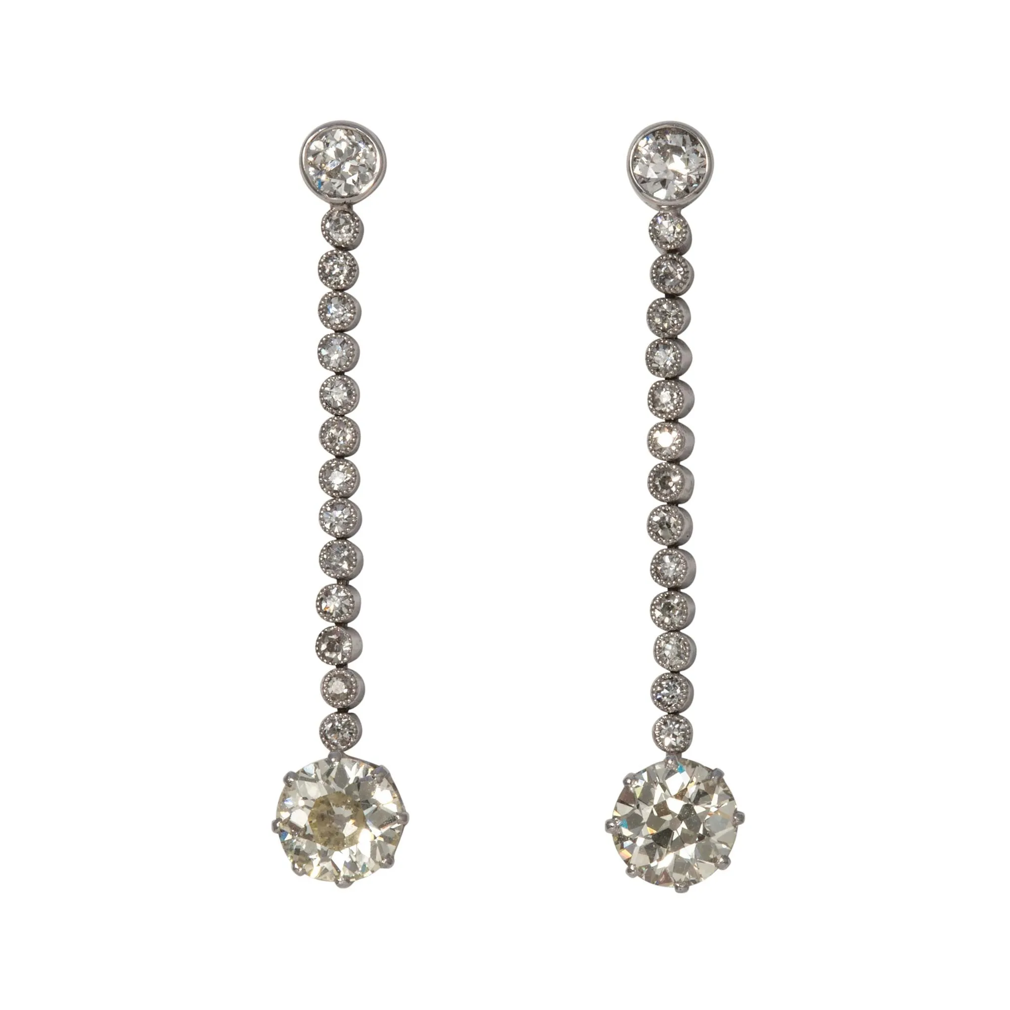Art Deco 4.17ctw Diamond Platinum Drop Earrings Croghans