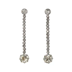 Art Deco 4.17ctw Diamond Platinum Drop Earrings Croghans