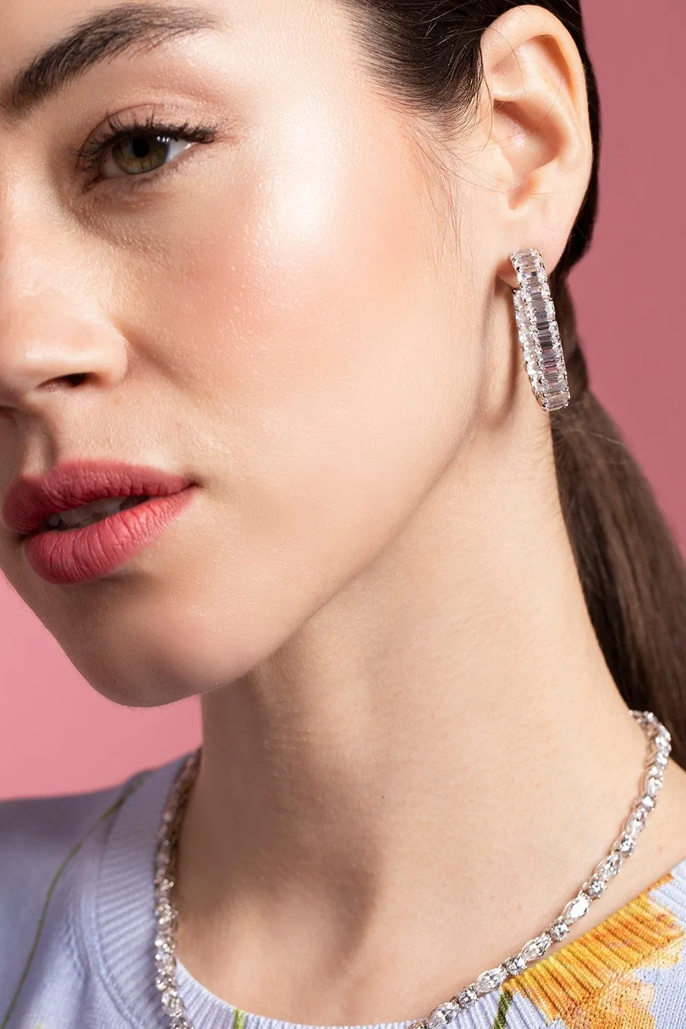 Asscher Cut Large Hoop Earrings