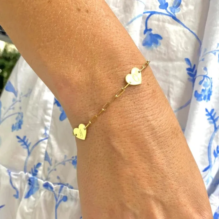Aurelia Demark 18K Gold Delicate Three Hearts Bracelet