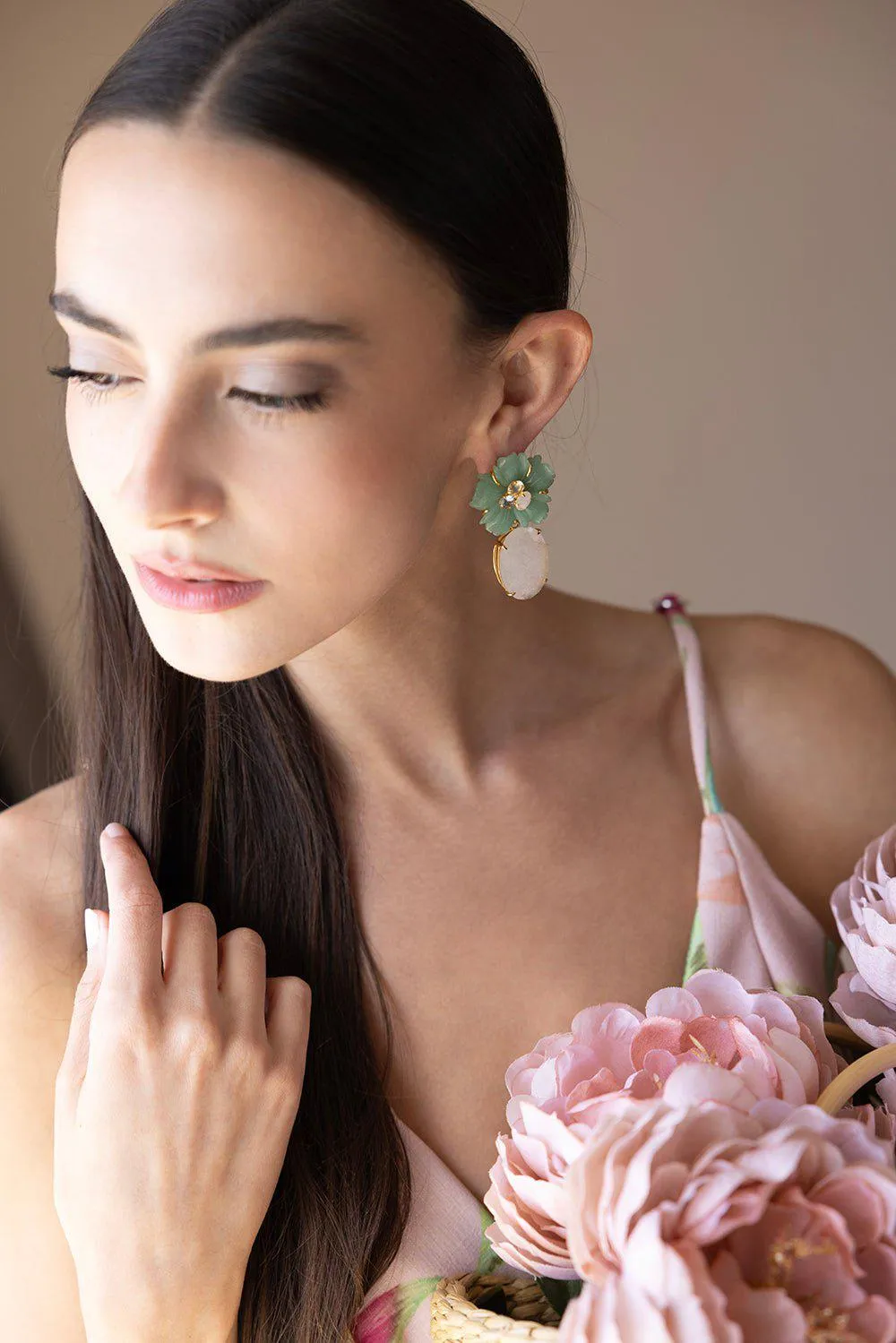 Aventurine Flower Earrings