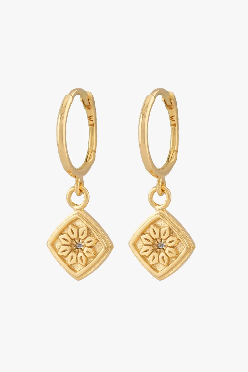 Azulejo Hoop  Earring Gold Plated Wildthings Collectables
