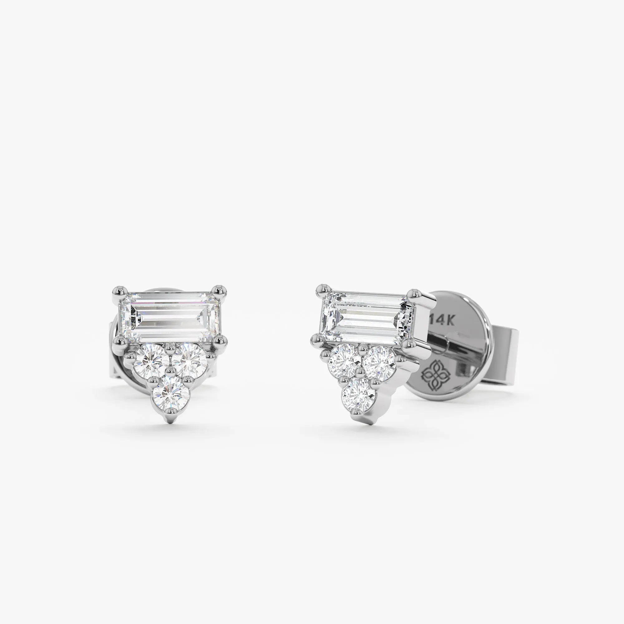 Baguette Accent Diamond Studs, Whitney SARAHELISE