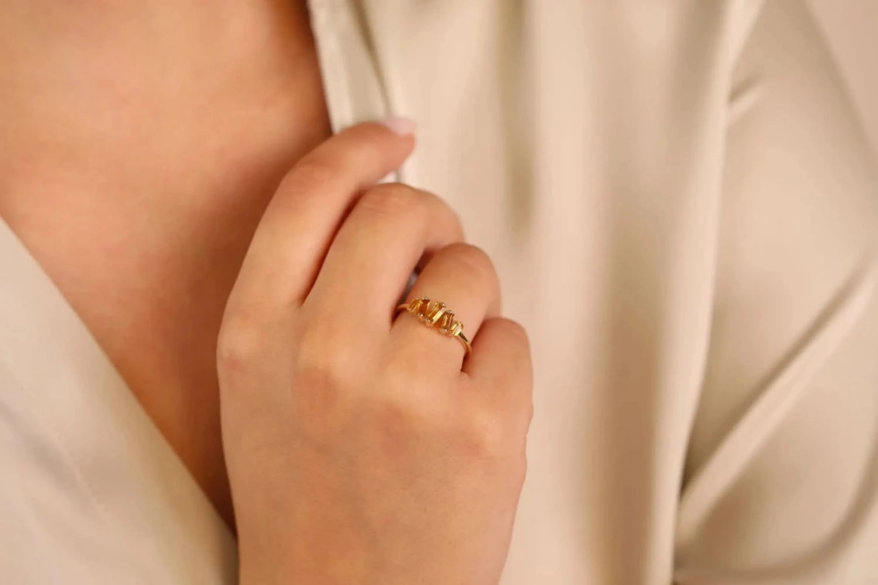 Baguette Citrine Cluster Ring, Lupita SARAHELISE