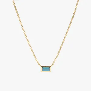Baguette Cut Blue Topaz Necklace, Teresa SARAHELISE