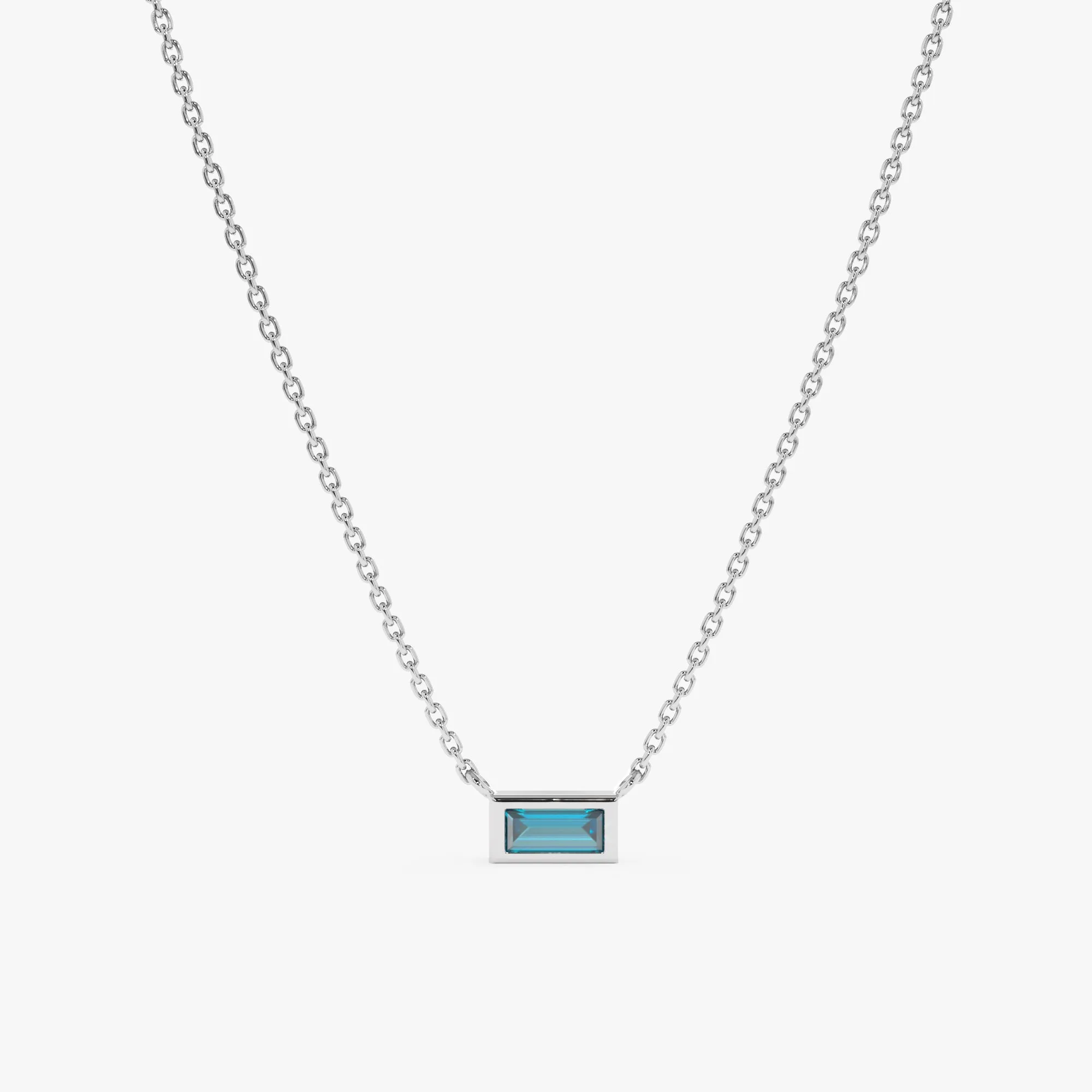 Baguette Cut Blue Topaz Necklace, Teresa SARAHELISE