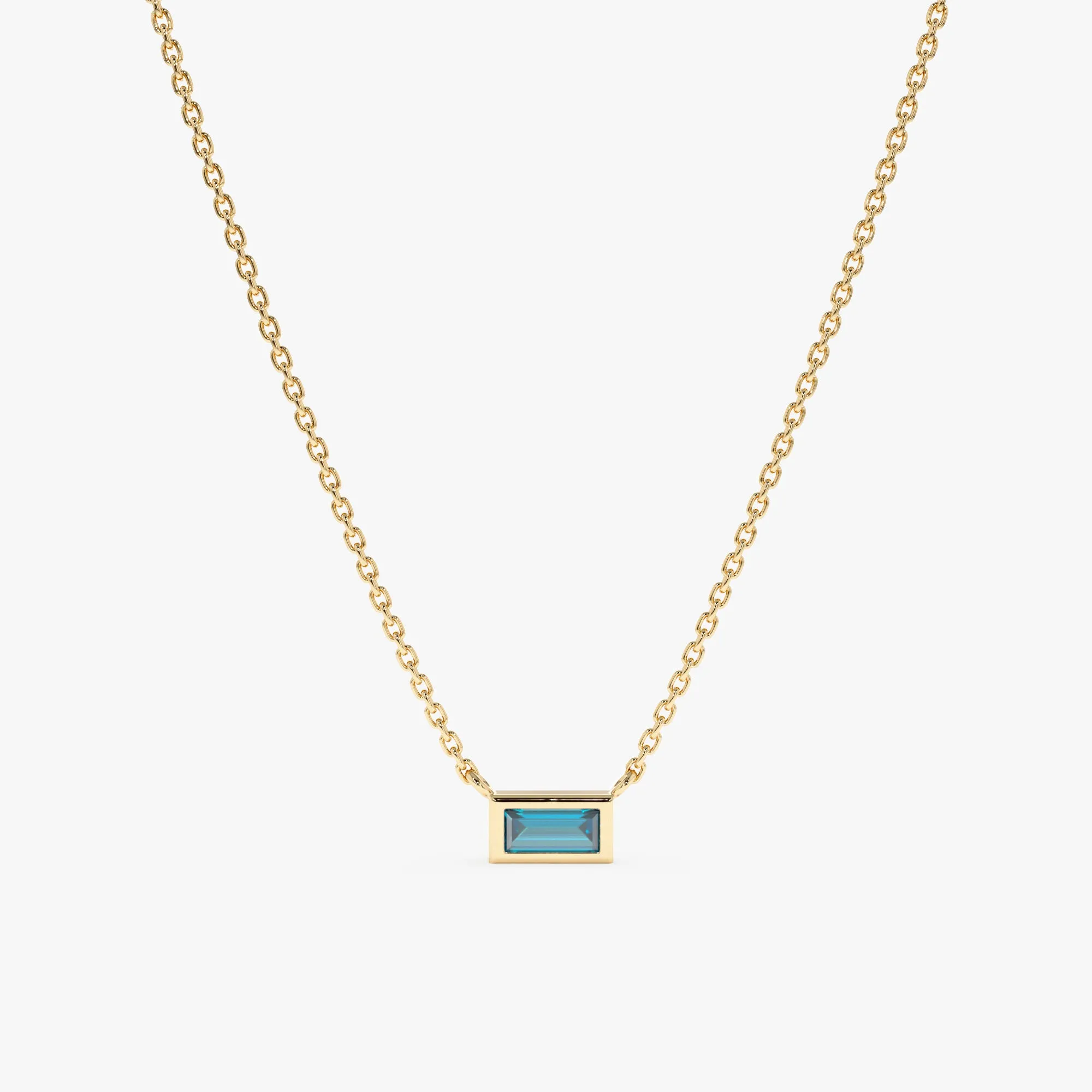 Baguette Cut Blue Topaz Necklace, Teresa SARAHELISE