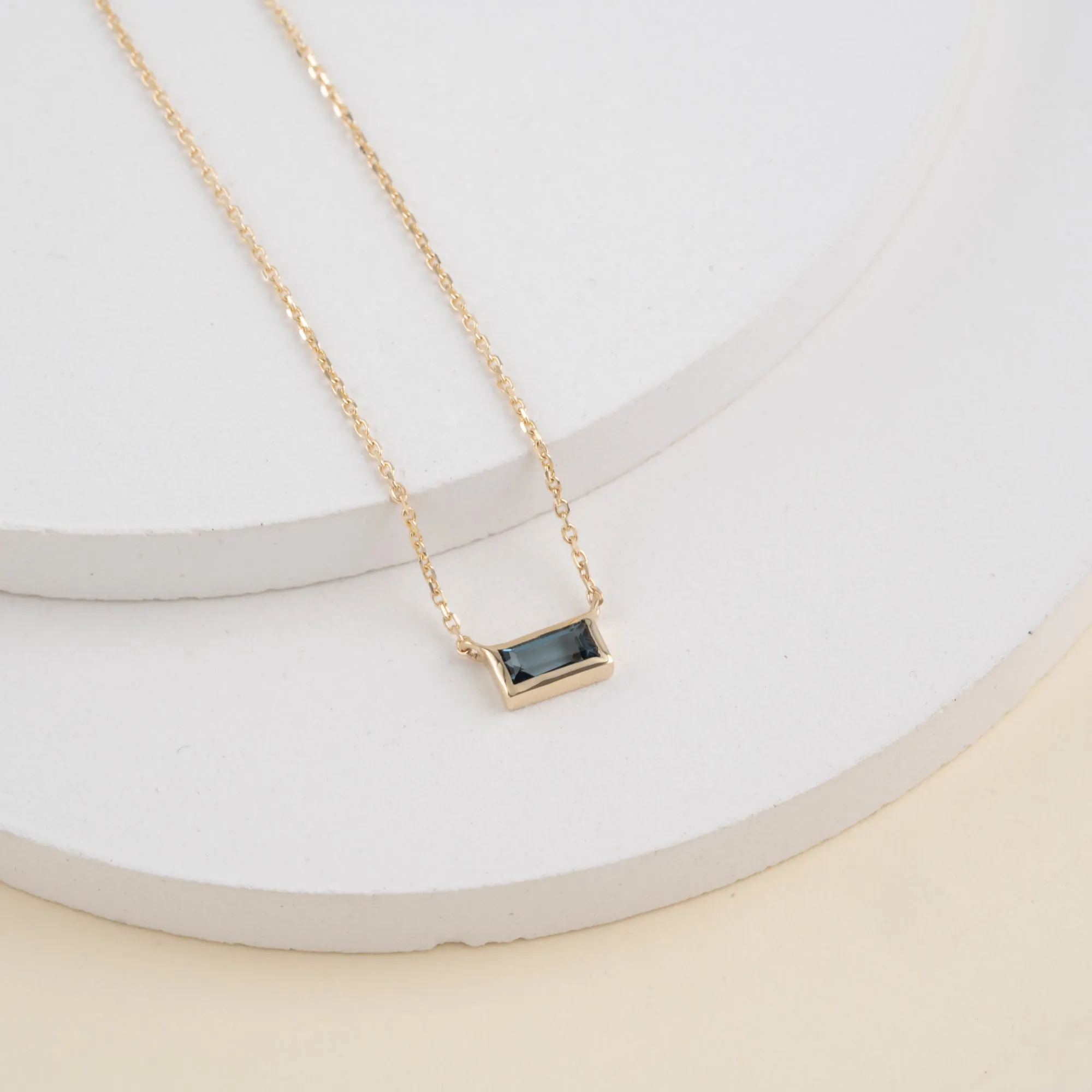 Baguette Cut Blue Topaz Necklace, Teresa SARAHELISE