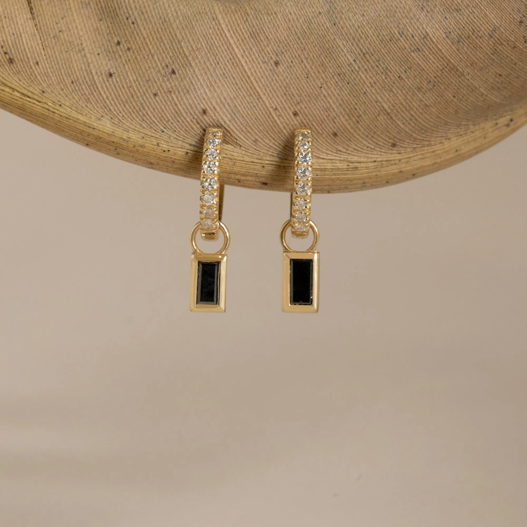 Baguette-Cut Gemstone Charm Huggies, Zuri SARAHELISE