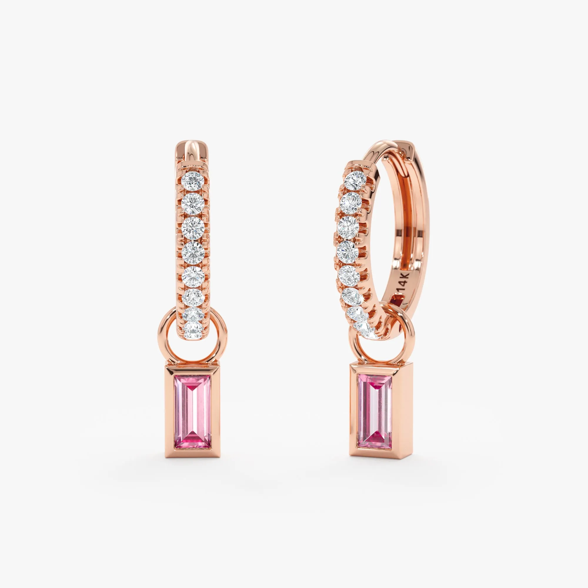 Baguette-Cut Gemstone Charm Huggies, Zuri SARAHELISE