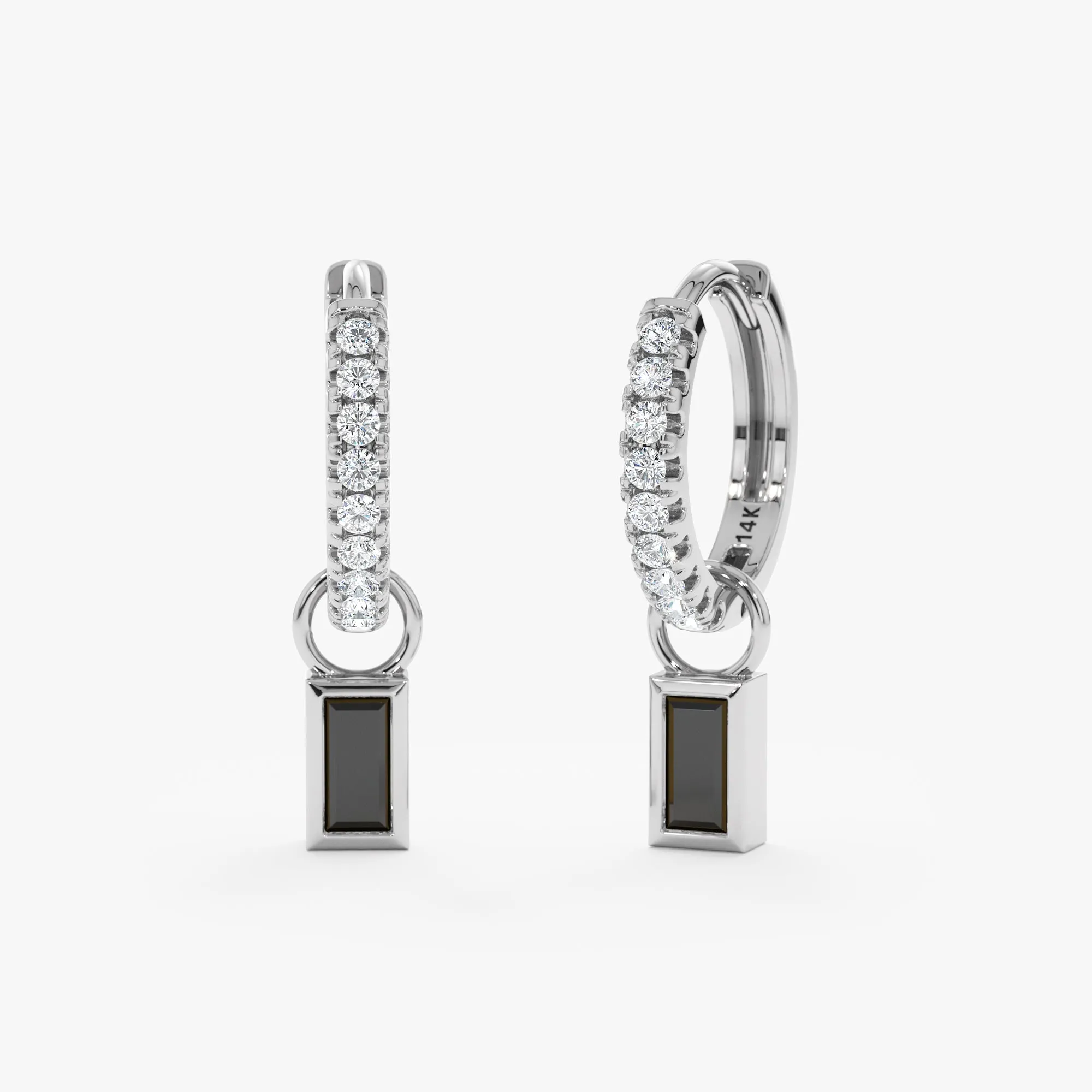 Baguette-Cut Gemstone Charm Huggies, Zuri SARAHELISE