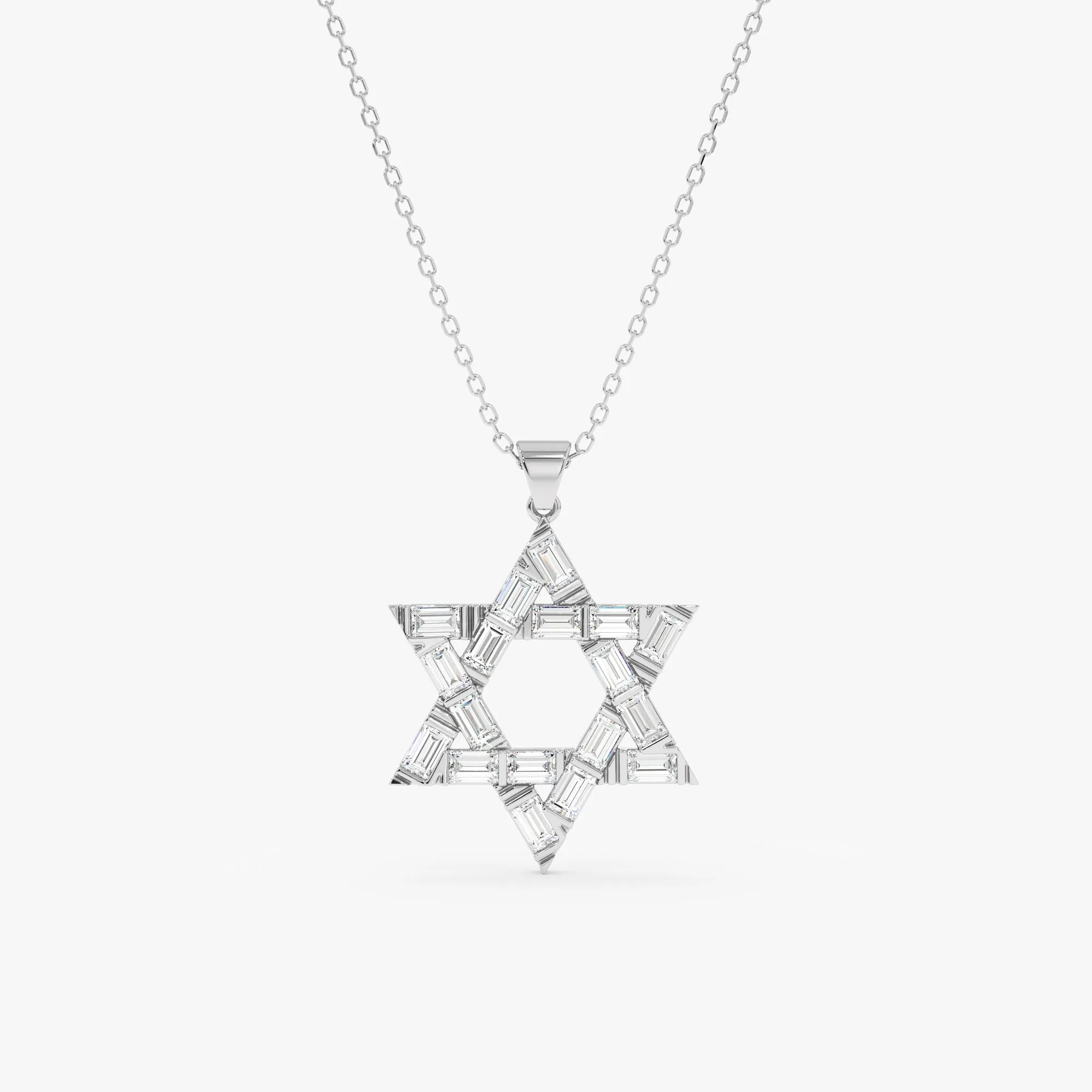 Baguette Diamond Star of David Pendant Necklace, Batya SARAHELISE
