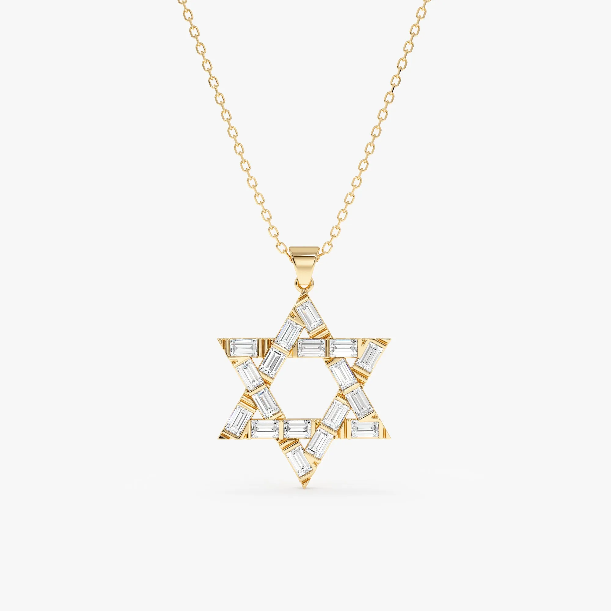 Baguette Diamond Star of David Pendant Necklace, Batya SARAHELISE