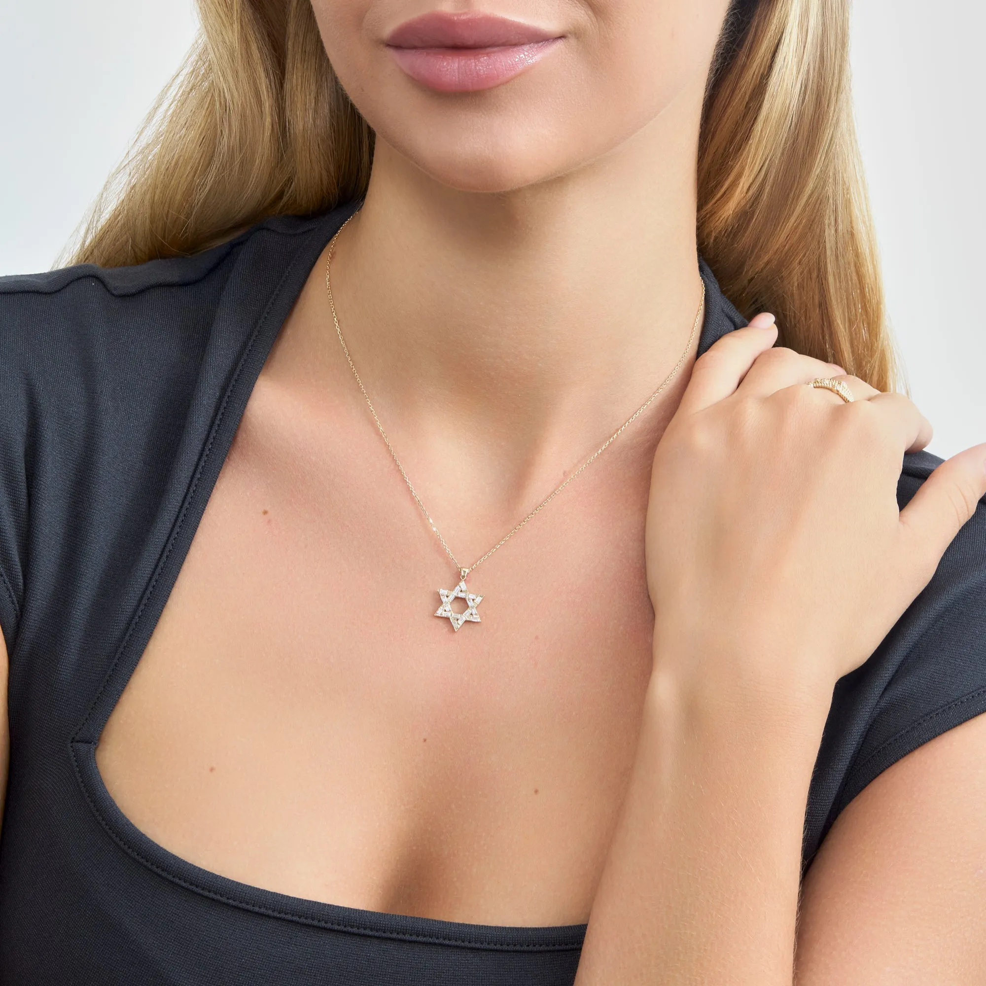 Baguette Diamond Star of David Pendant Necklace, Batya SARAHELISE