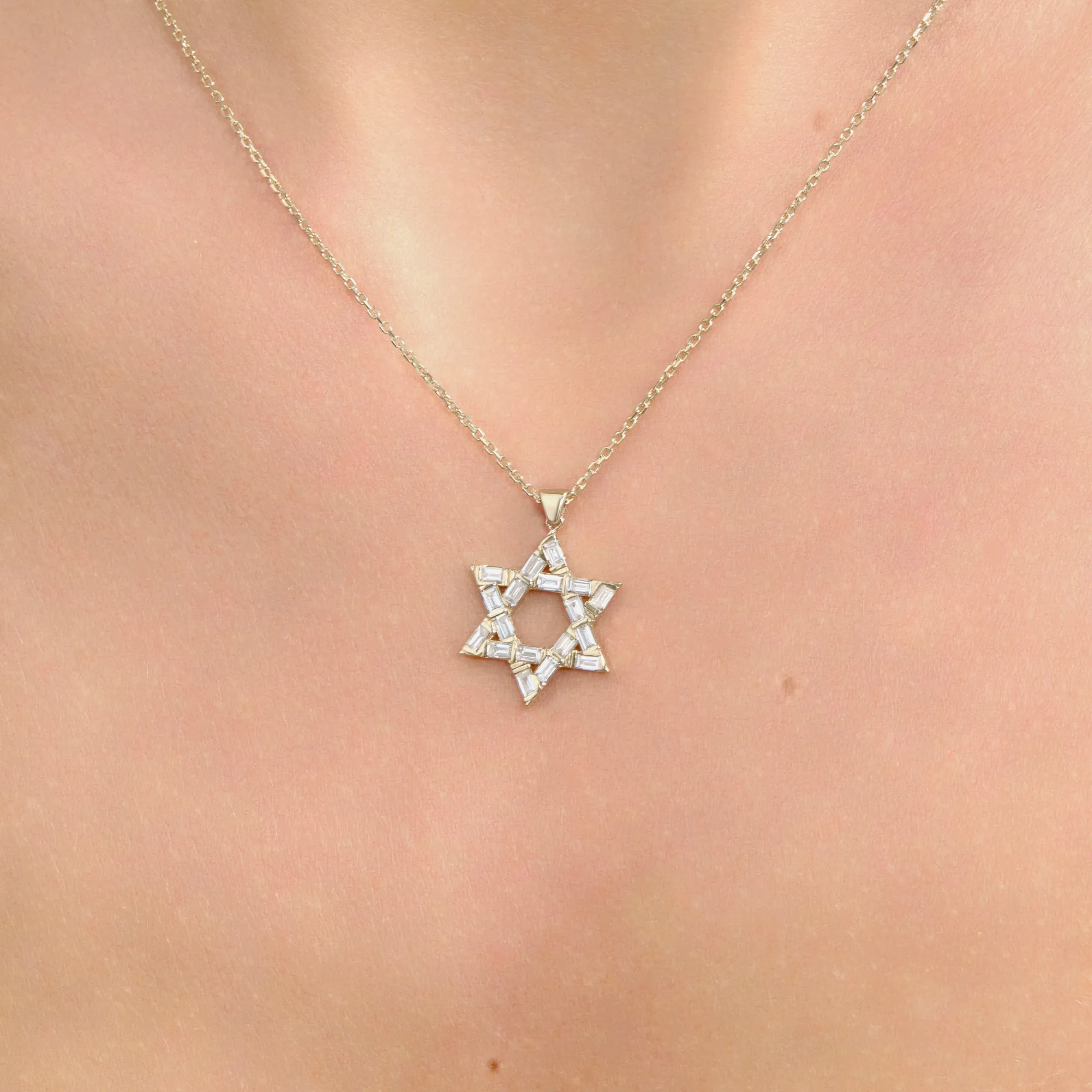 Baguette Diamond Star of David Pendant Necklace, Batya SARAHELISE