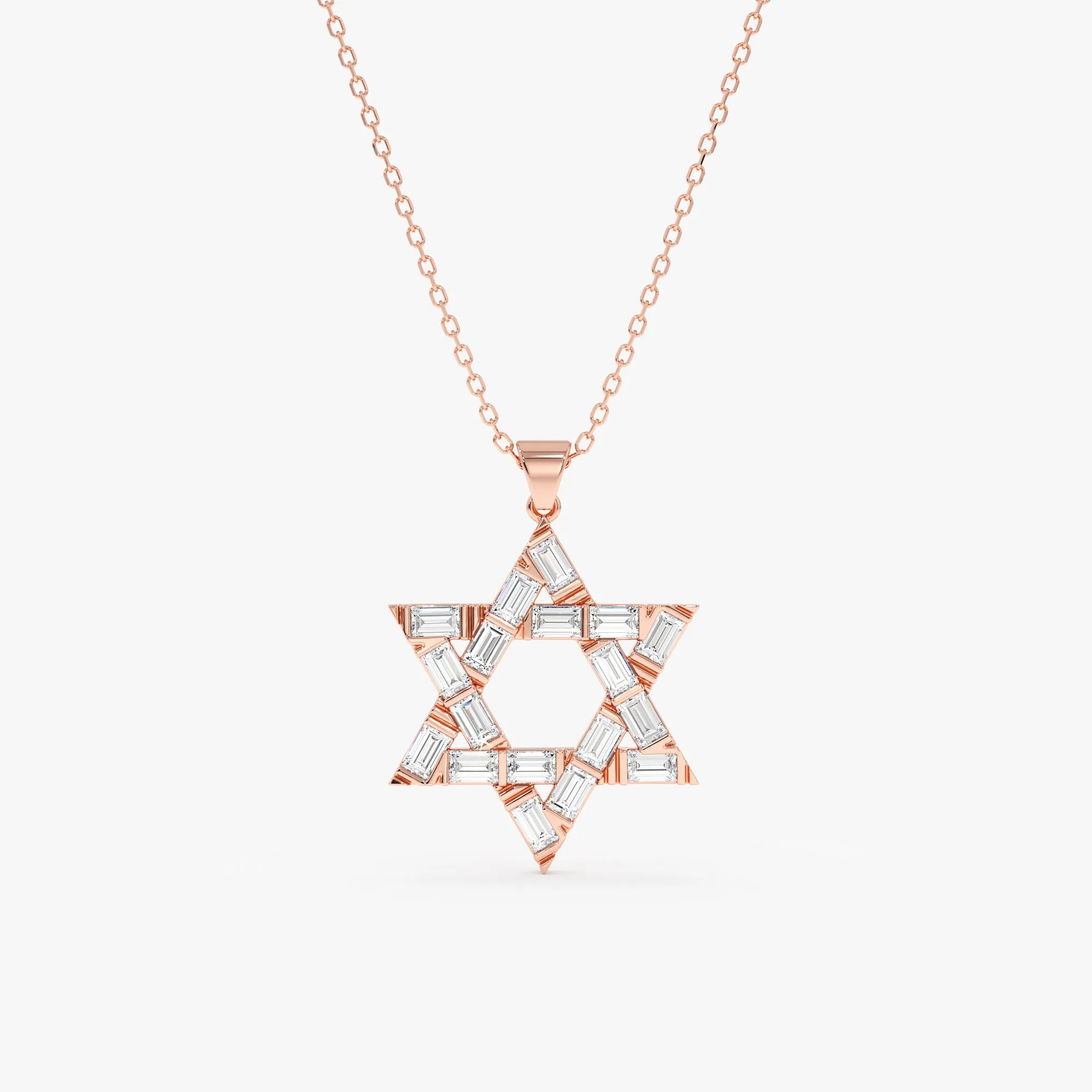 Baguette Diamond Star of David Pendant Necklace, Batya SARAHELISE