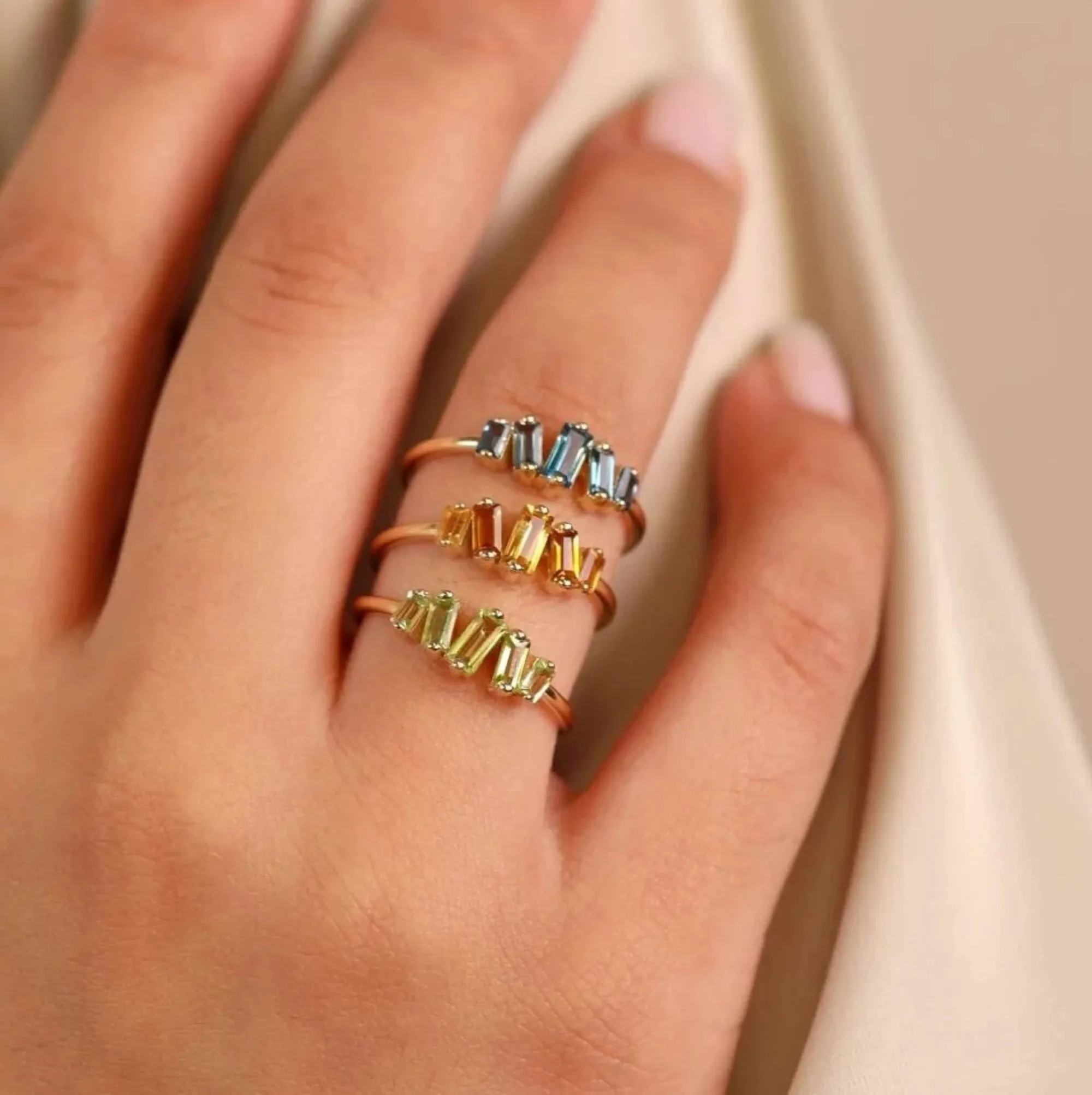 Baguette Peridot Cluster Ring, Lupita SARAHELISE