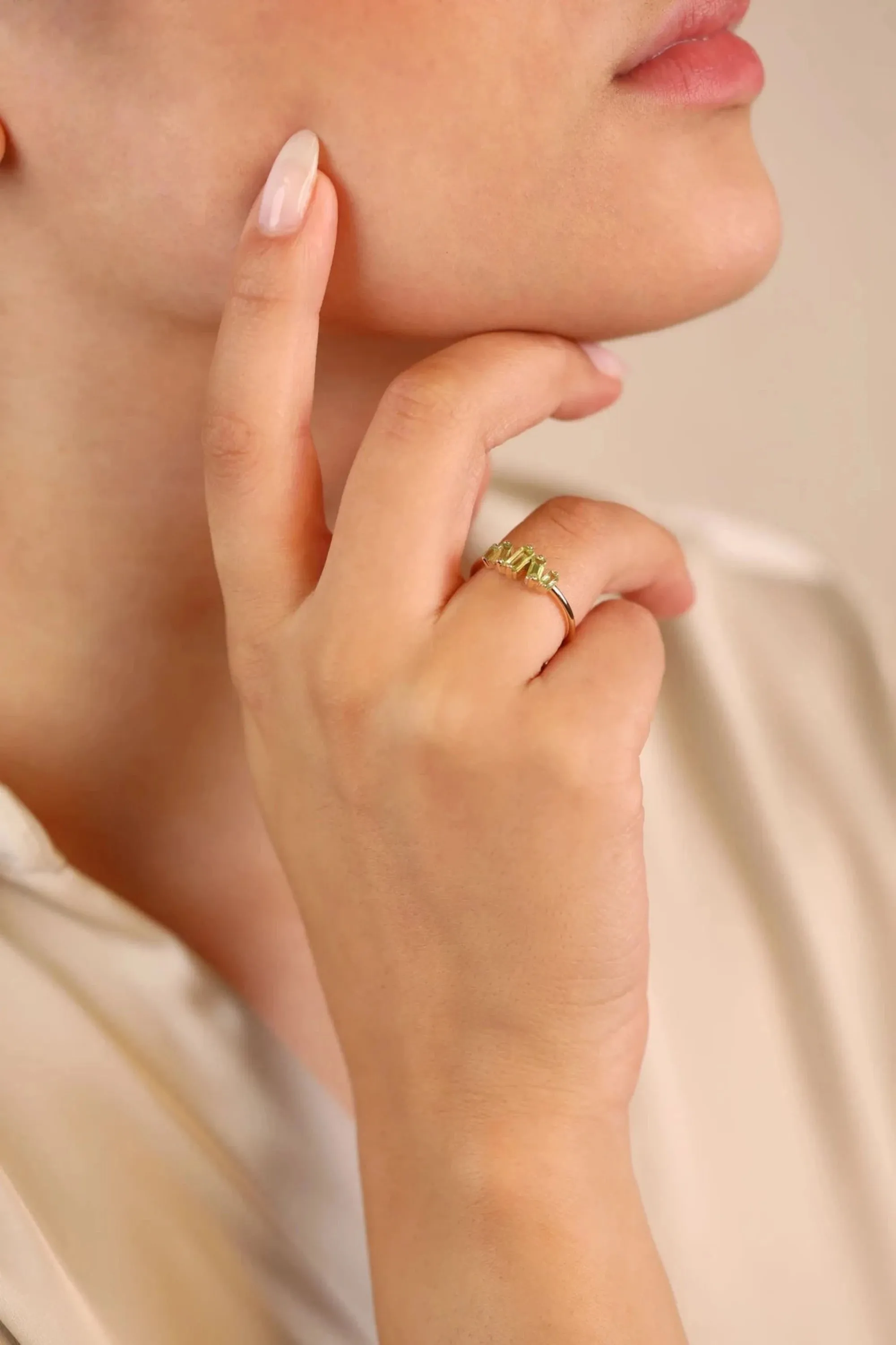 Baguette Peridot Cluster Ring, Lupita SARAHELISE
