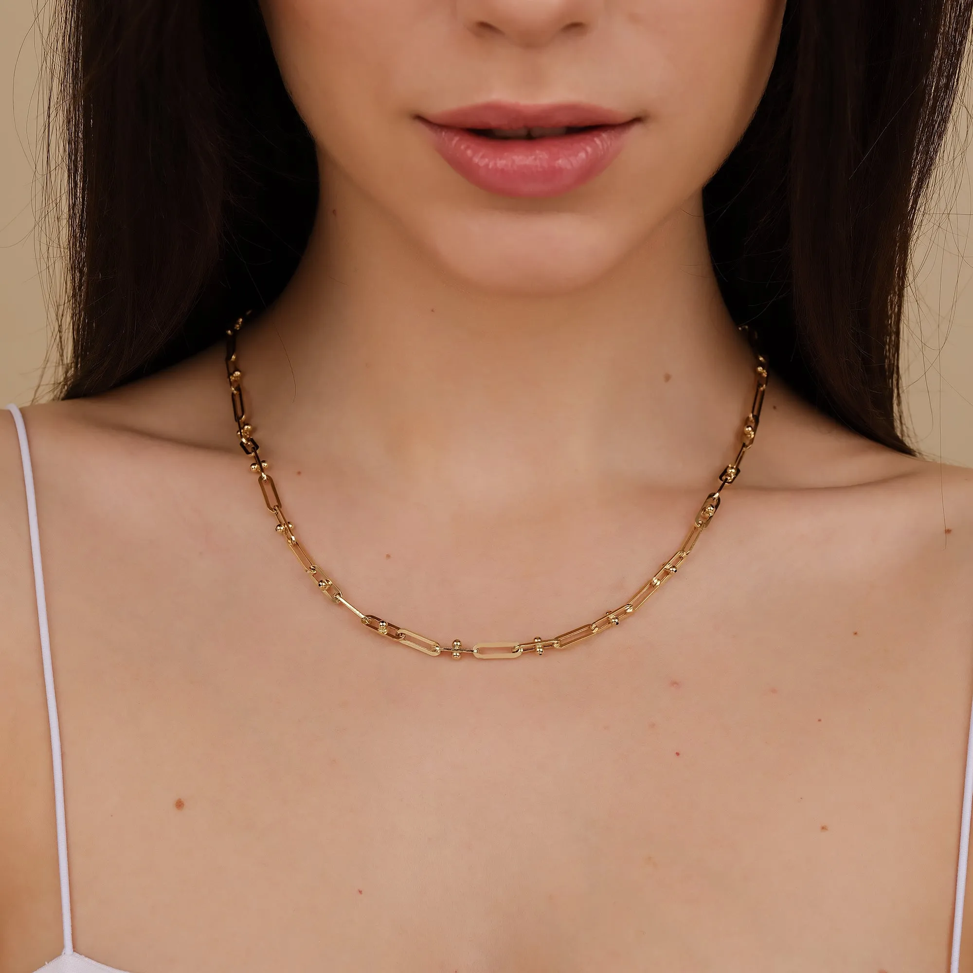 Barbell Paperclip Chain Necklace, Kienna SARAHELISE