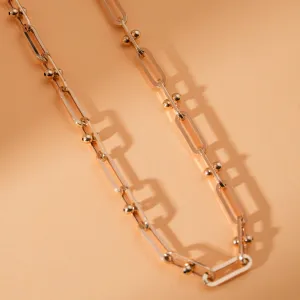 Barbell Paperclip Chain Necklace, Kienna SARAHELISE