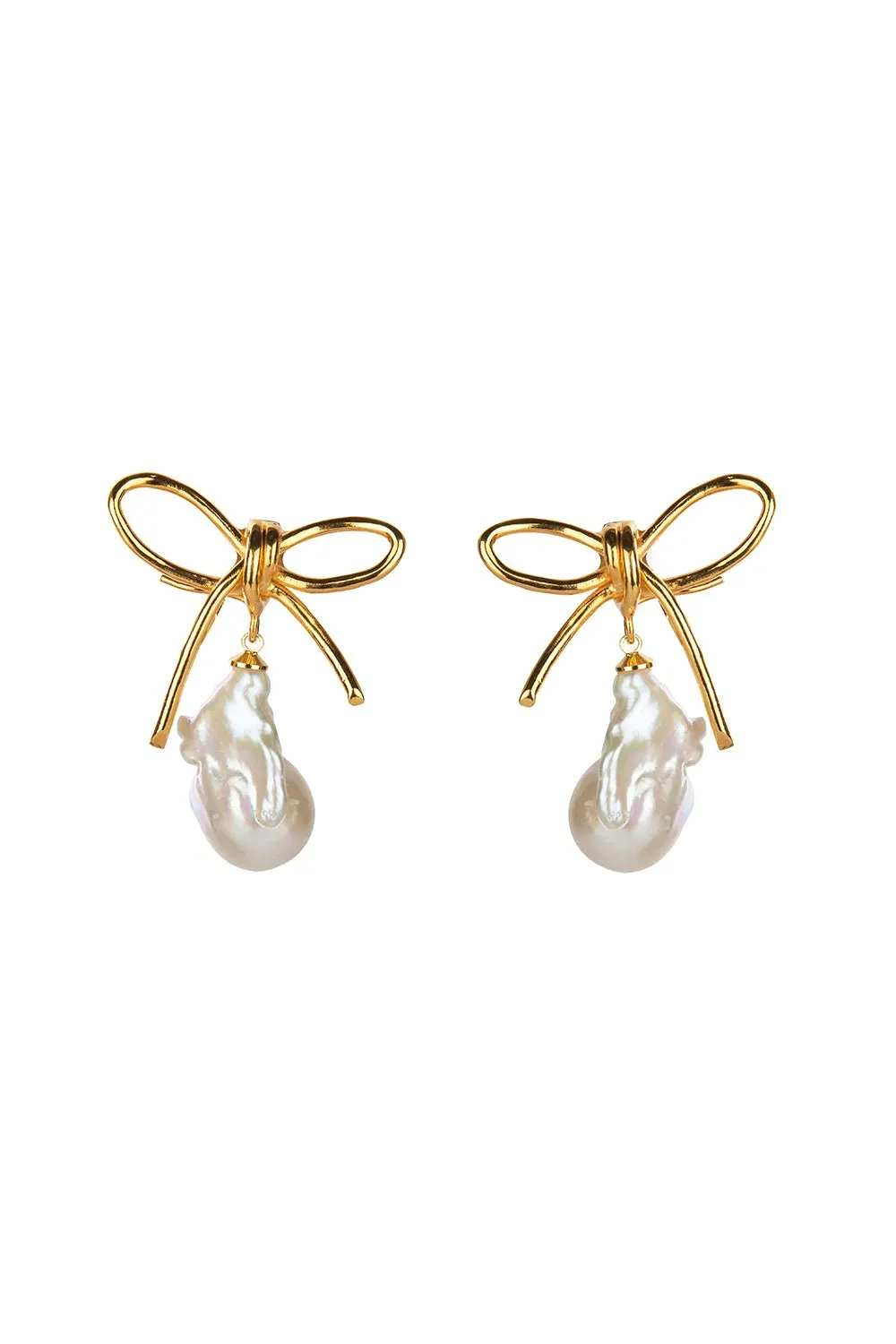 Baroque Pearl Bow Earrings