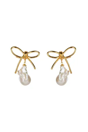 Baroque Pearl Bow Earrings