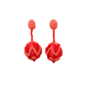 Beaded Chevron Ball Earrings