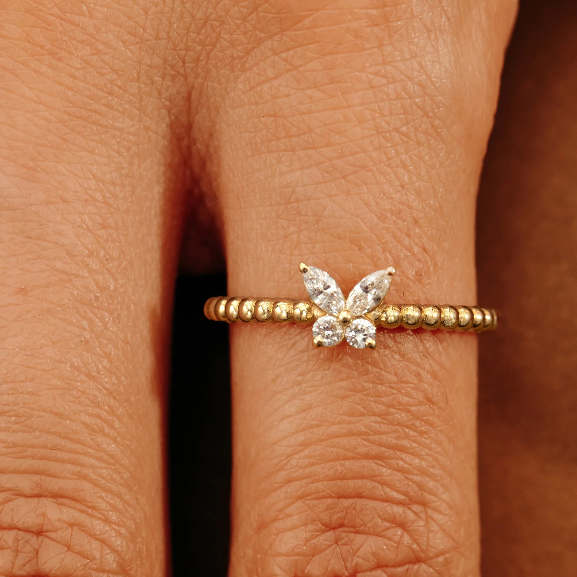Beaded Diamond Butterfly Ring, Mariposa SARAHELISE