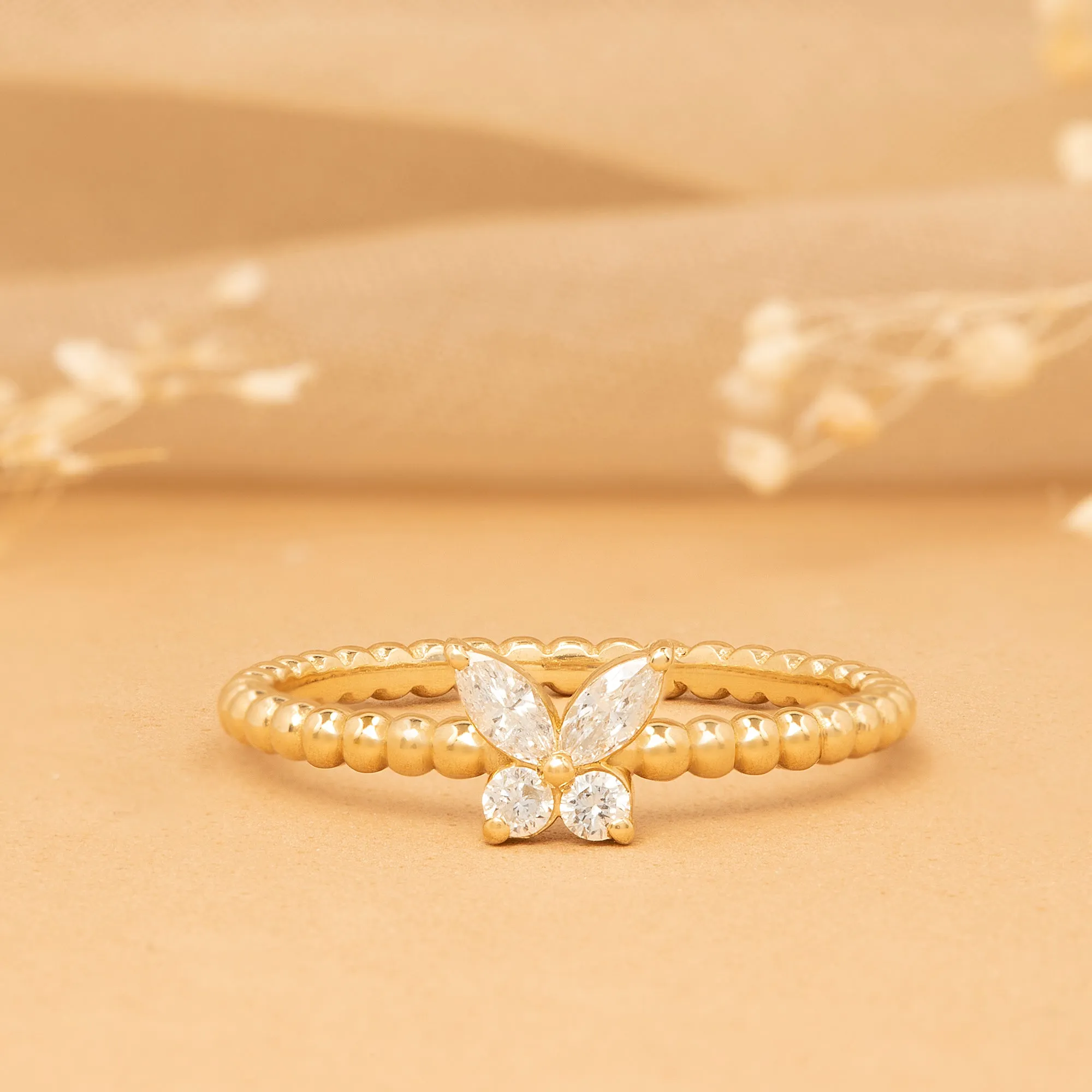 Beaded Diamond Butterfly Ring, Mariposa SARAHELISE