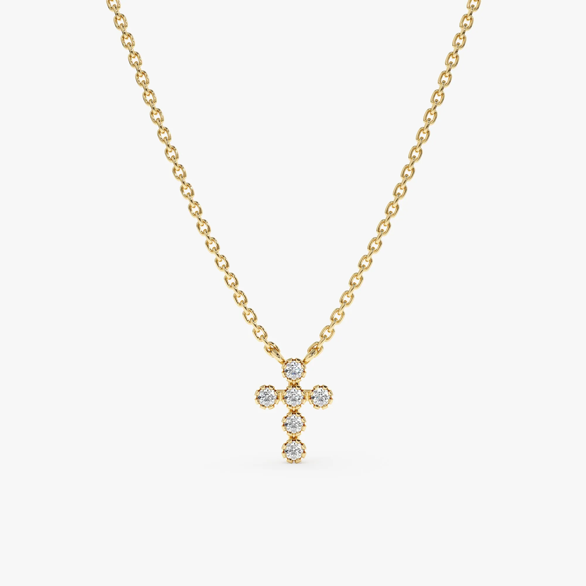Bezel Diamond Mini Cross Necklace, Thea SARAHELISE