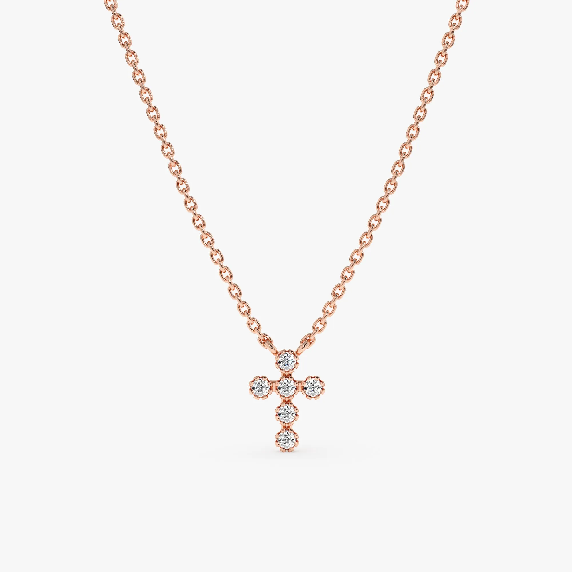 Bezel Diamond Mini Cross Necklace, Thea SARAHELISE