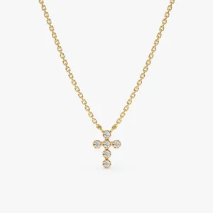 Bezel Diamond Mini Cross Necklace, Thea SARAHELISE