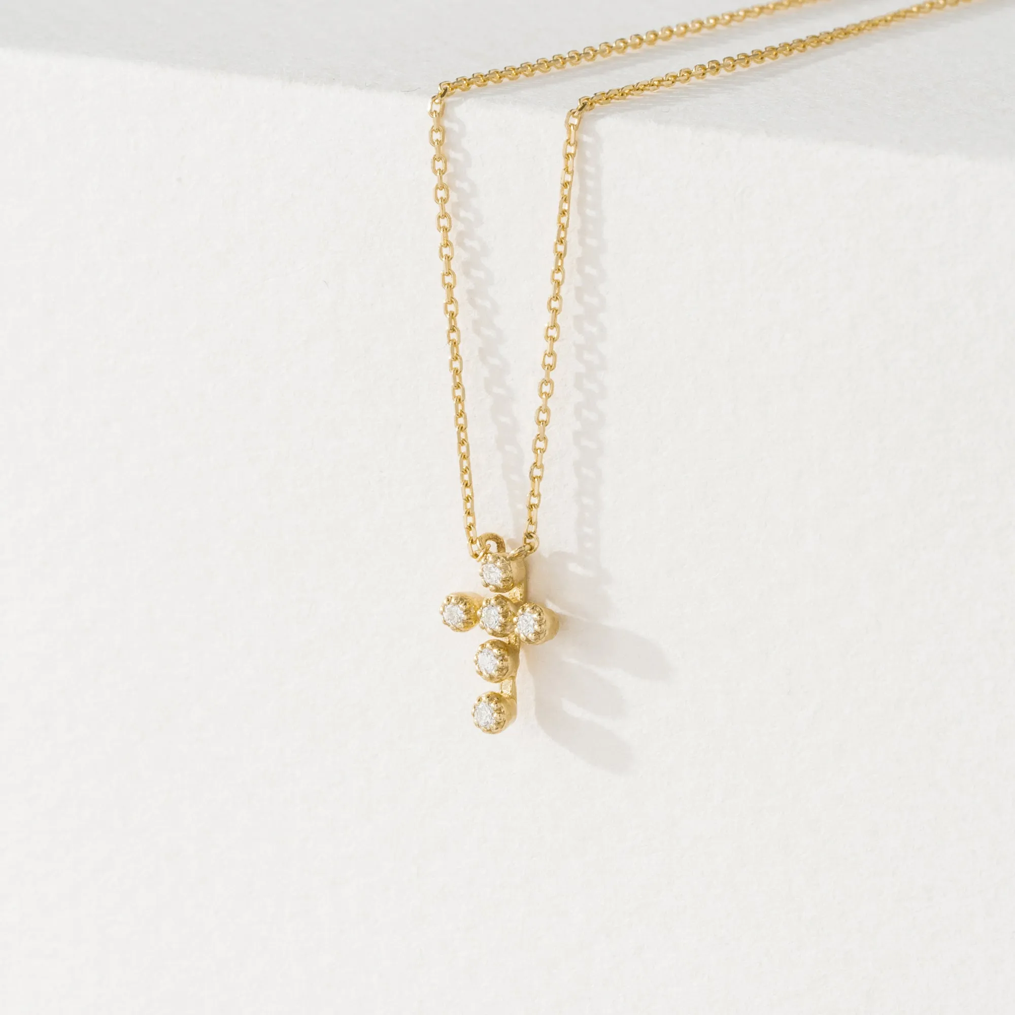 Bezel Diamond Mini Cross Necklace, Thea SARAHELISE