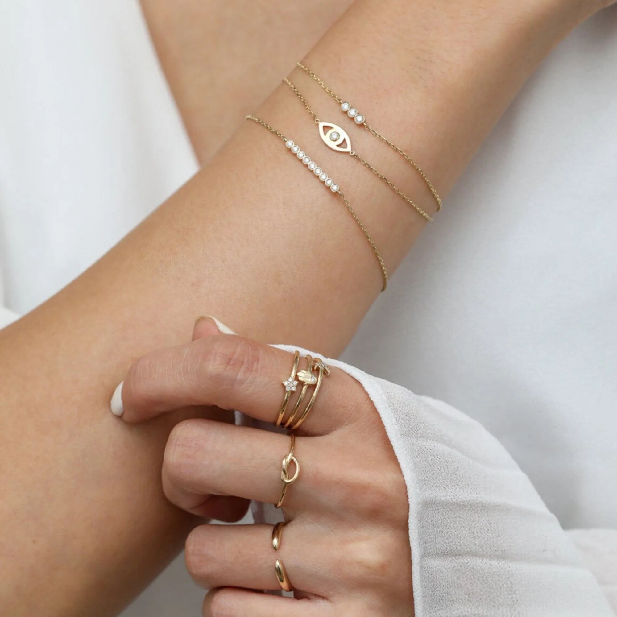 Bezel Set Bubble Diamond Bar Bracelet, Petra SARAHELISE