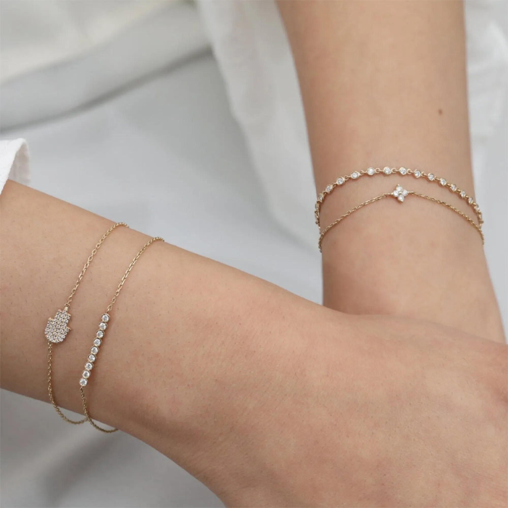 Bezel Set Bubble Diamond Bar Bracelet, Petra SARAHELISE