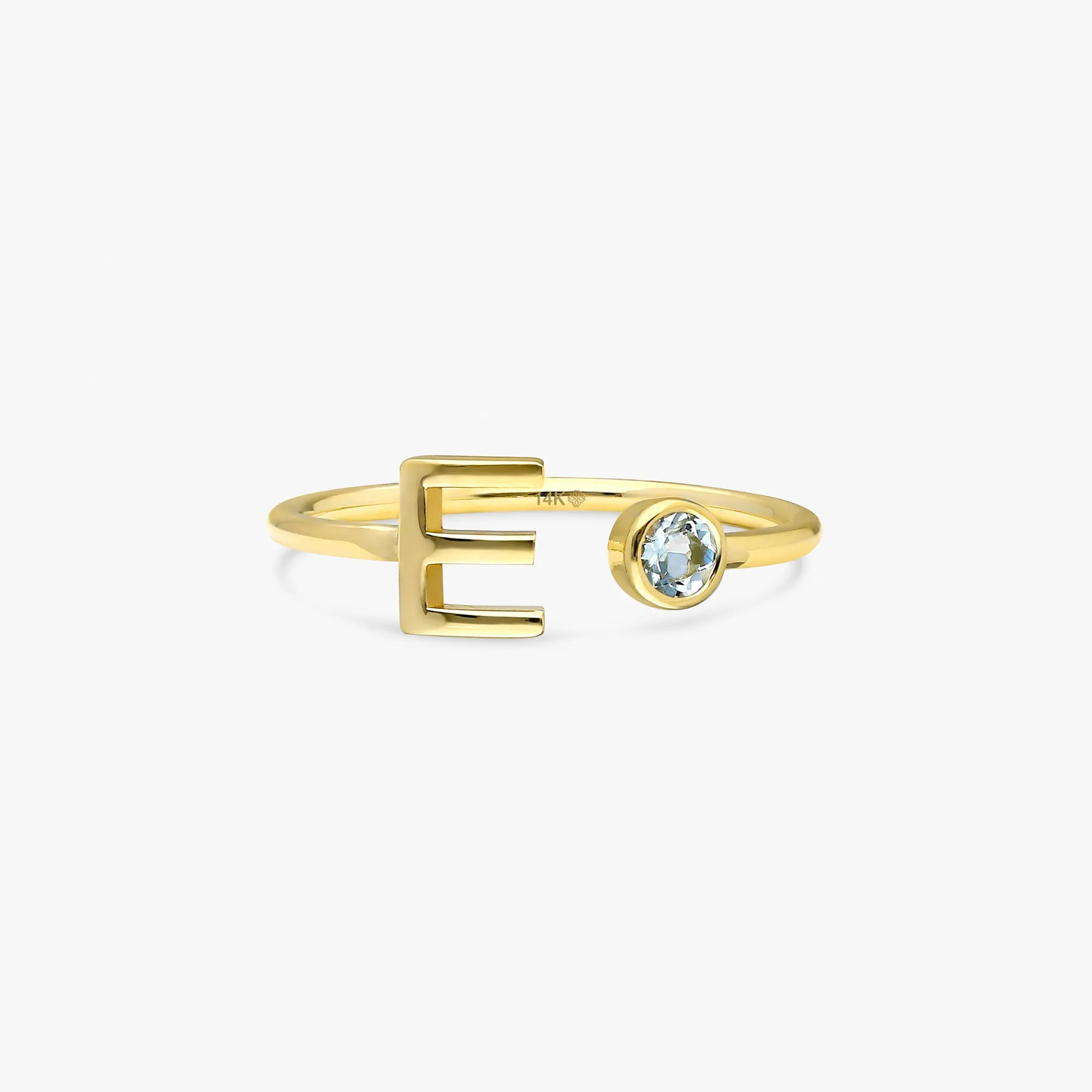 Birthstone and Initial Open Ring, Evelyn SARAHELISE