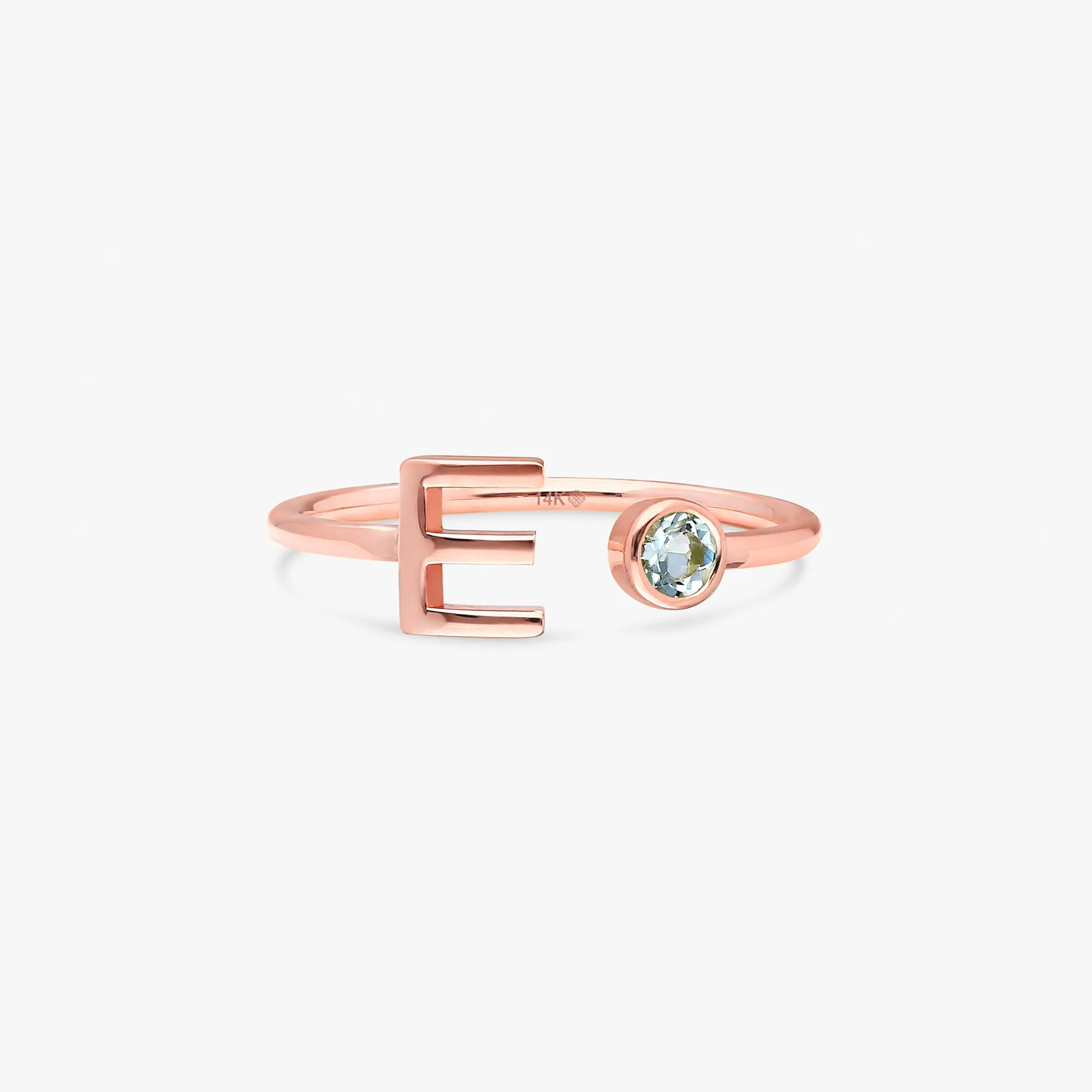 Birthstone and Initial Open Ring, Evelyn SARAHELISE