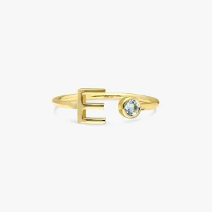 Birthstone and Initial Open Ring, Evelyn SARAHELISE