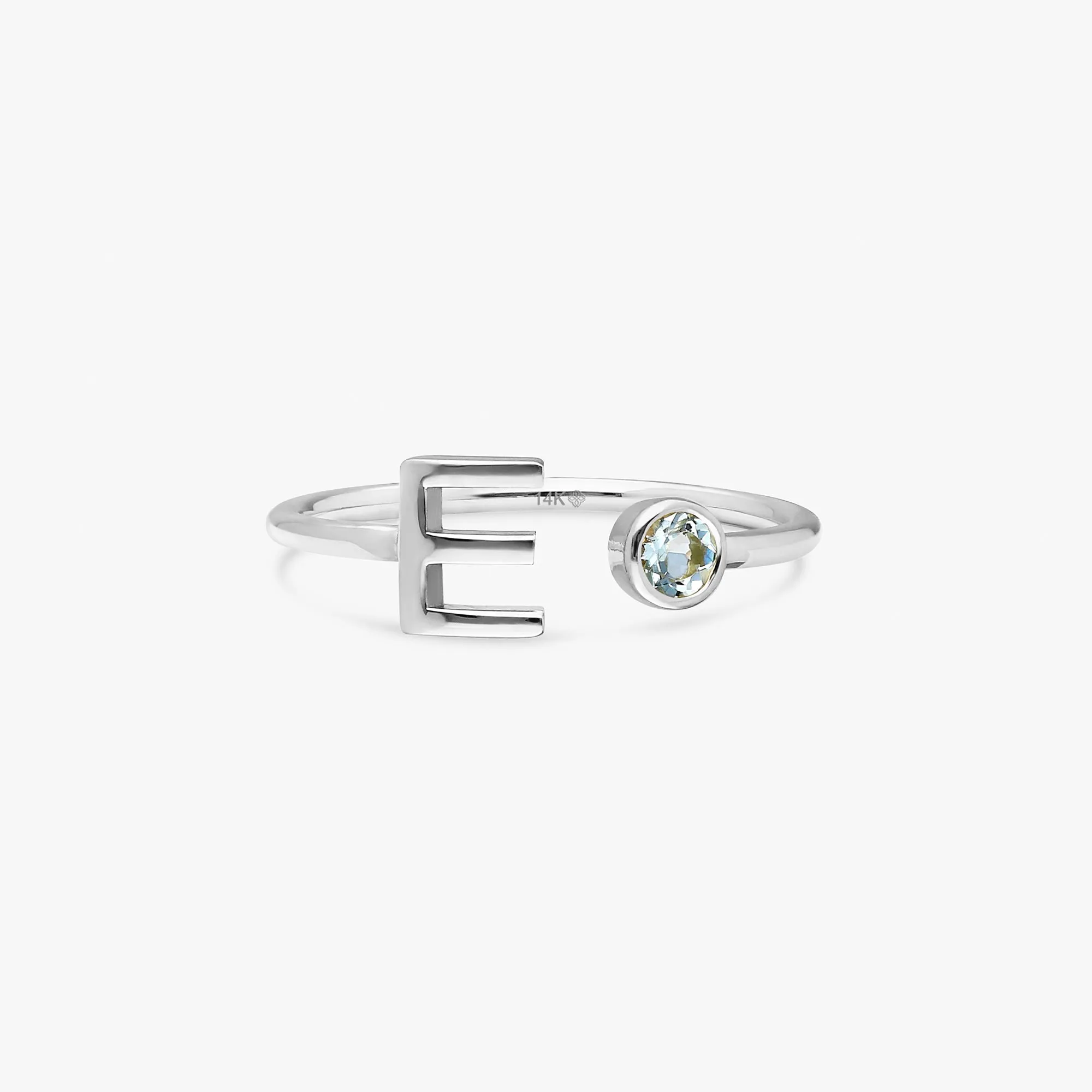 Birthstone and Initial Open Ring, Evelyn SARAHELISE