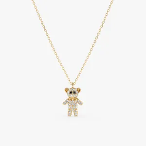 Black & White Diamond Teddy Bear Necklace, Teddy SARAHELISE