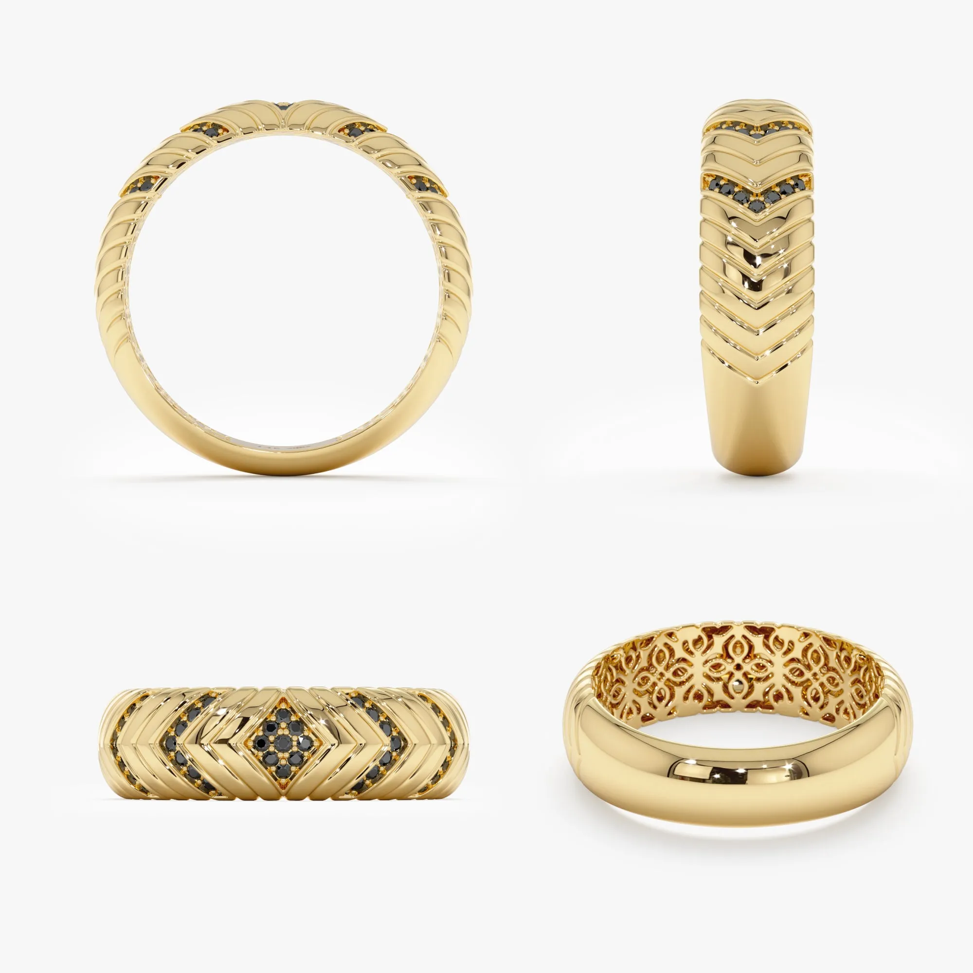 Black Diamond Chevron Ring, Lilith SARAHELISE