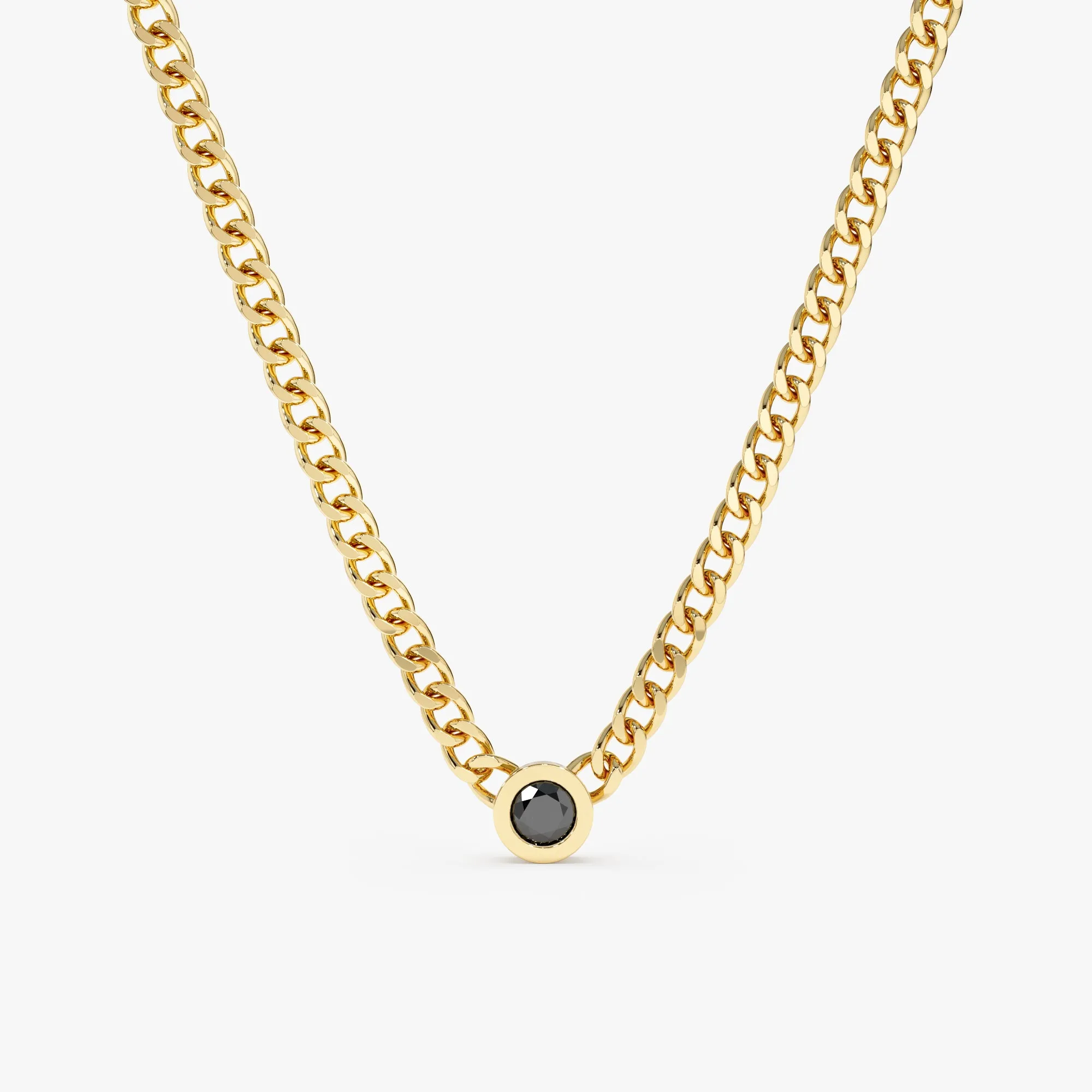 Black Diamond Cuban Chain Necklace, Salma SARAHELISE