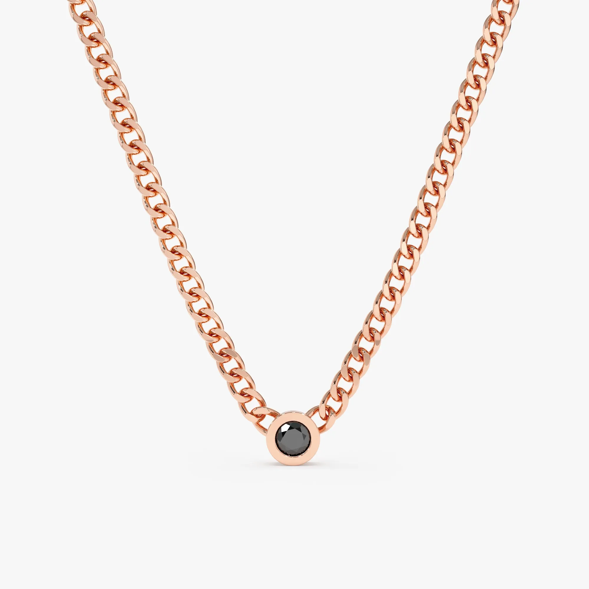 Black Diamond Cuban Chain Necklace, Salma SARAHELISE