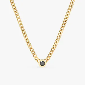 Black Diamond Cuban Chain Necklace, Salma SARAHELISE