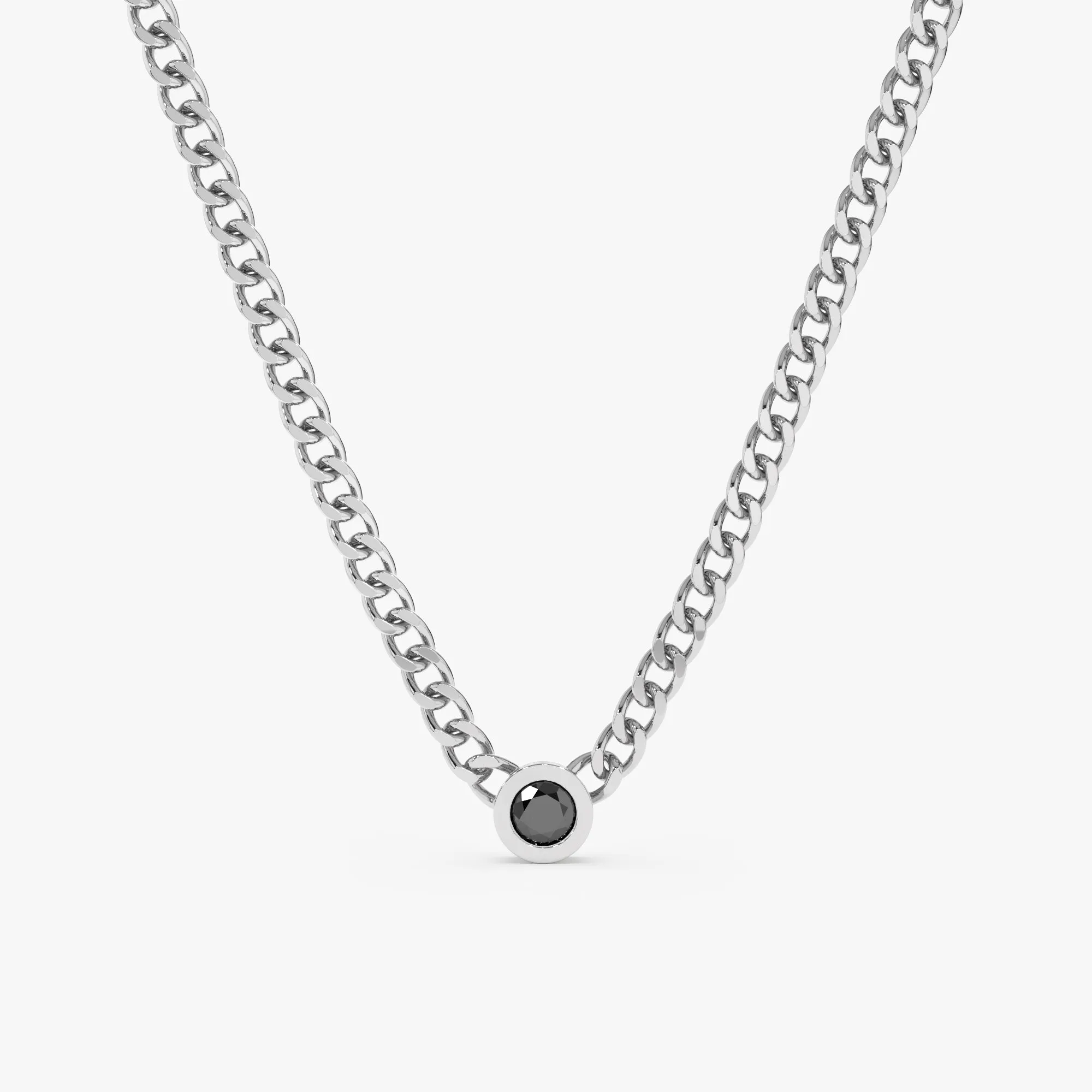 Black Diamond Cuban Chain Necklace, Salma SARAHELISE