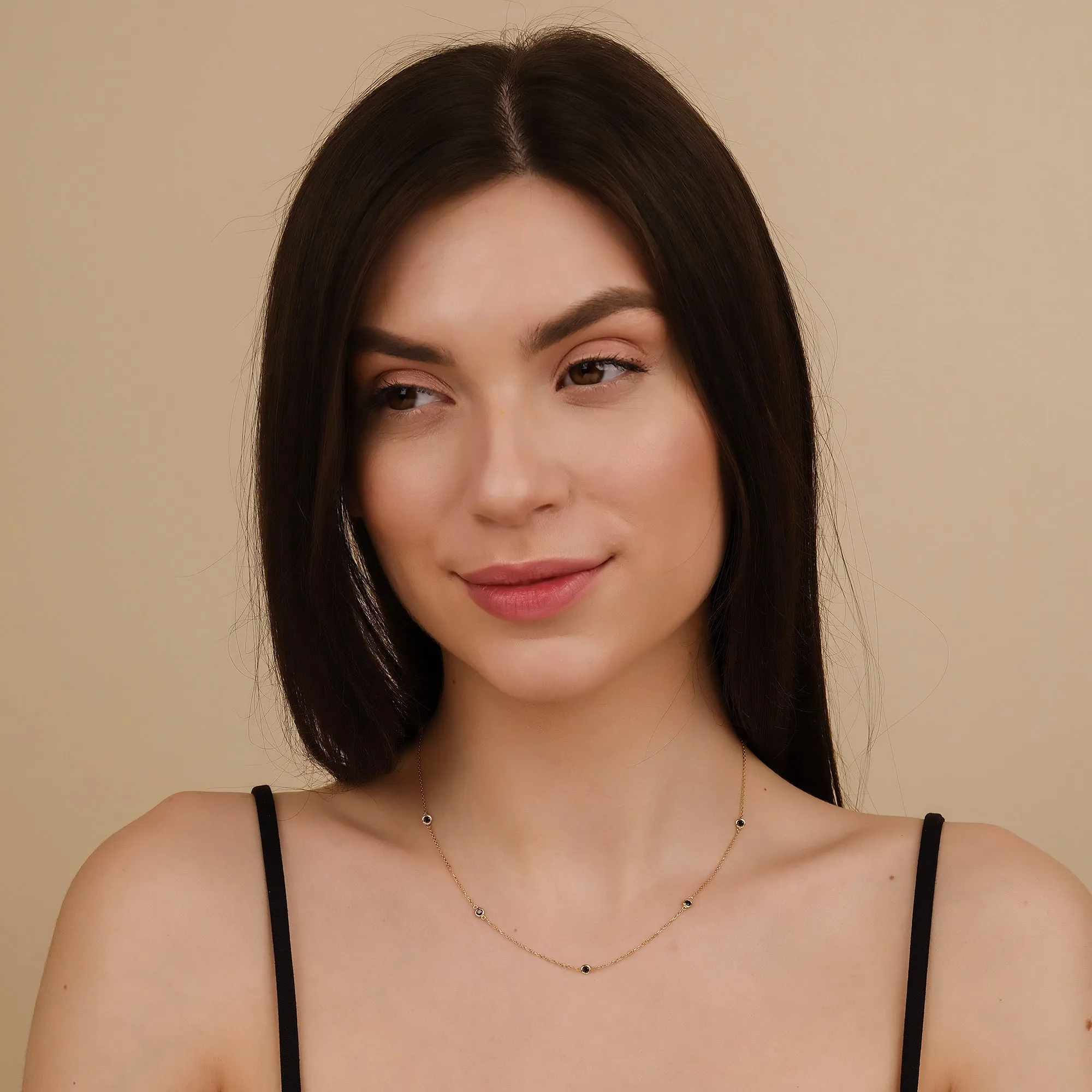Black Diamond Station Necklace, Gwen SARAHELISE