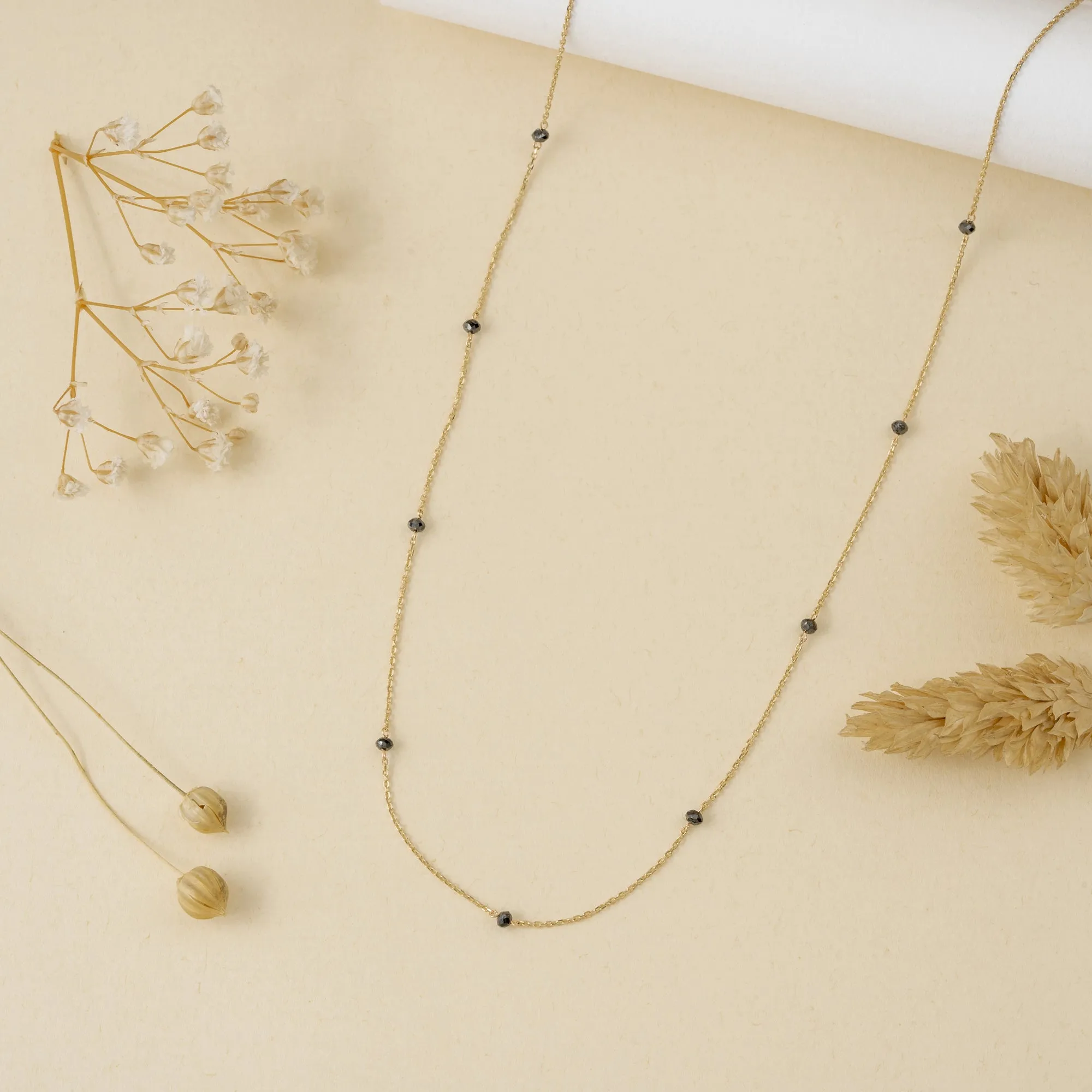 Black Diamond Station Necklace, Poppy SARAHELISE