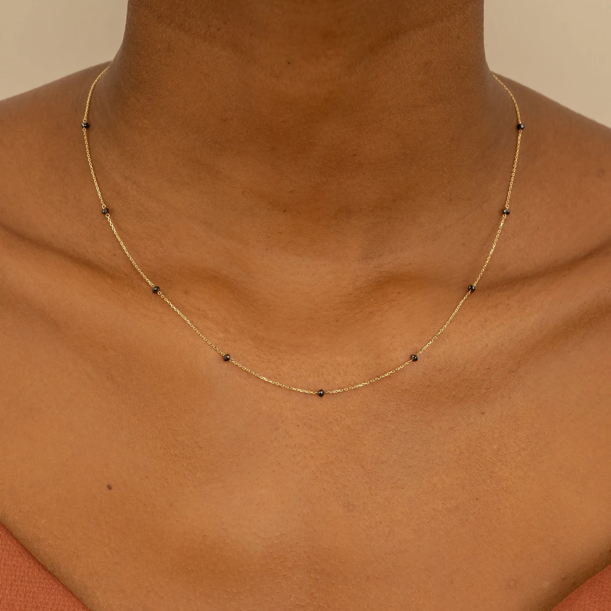 Black Diamond Station Necklace, Poppy SARAHELISE
