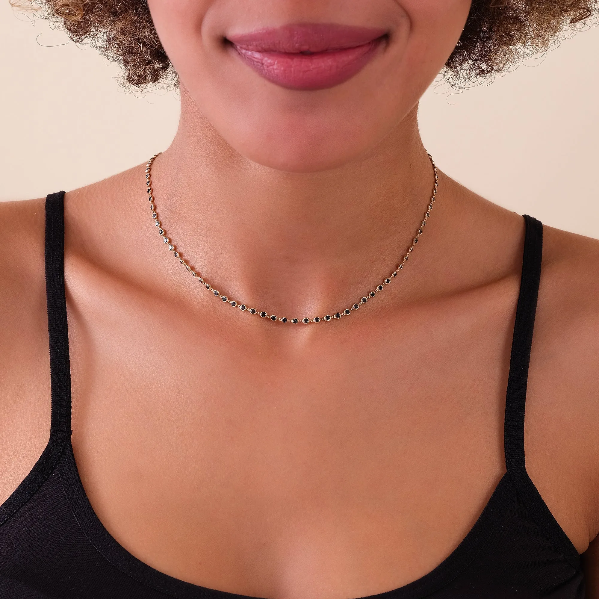 Black Diamond Tennis Necklace, Petra SARAHELISE